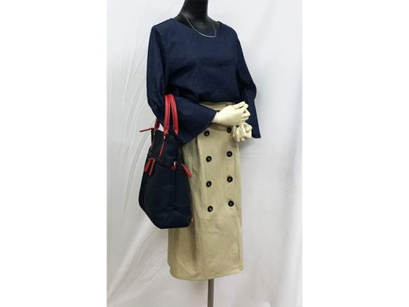 ナイロン+フェイクレザー　4way BAG NAVY 10枚目の画像