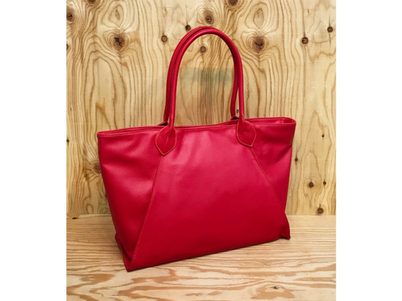 【限定感謝SALE】ミディアムSIZE♬　シンプル軽量トート　2way　STYLE CHANGE　RED 2枚目の画像