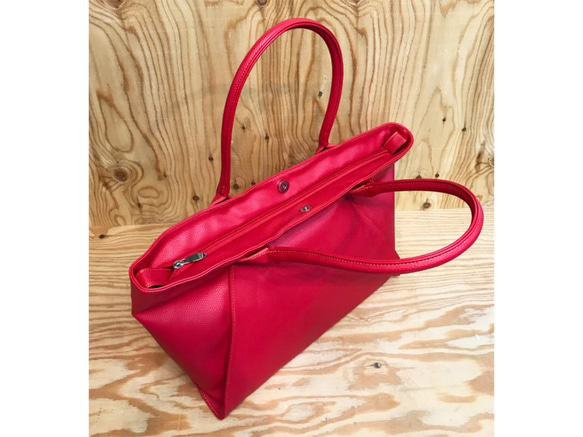 【限定感謝SALE】ミディアムSIZE♬　シンプル軽量トート　2way　STYLE CHANGE　RED 8枚目の画像