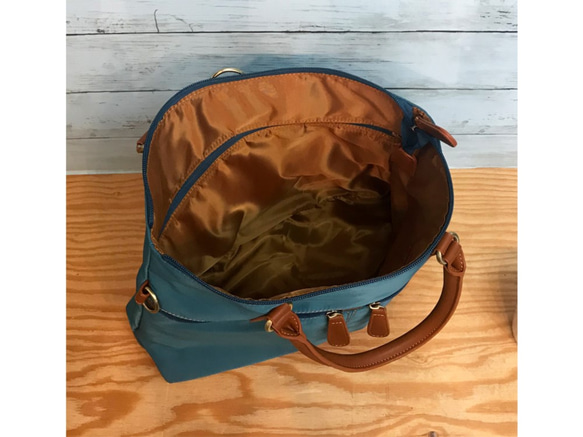 新色♬ ナイロン+フェイクレザー　4way BAG  BLUE 6枚目の画像