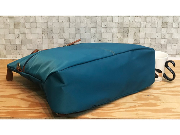 新色♬ ナイロン+フェイクレザー　4way BAG  BLUE 9枚目の画像