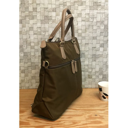 新色♬ ナイロン+フェイクレザー　4way BAG  M/BROWN 6枚目の画像