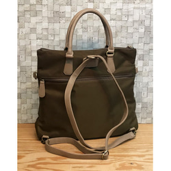 新色♬ ナイロン+フェイクレザー　4way BAG  M/BROWN 8枚目の画像