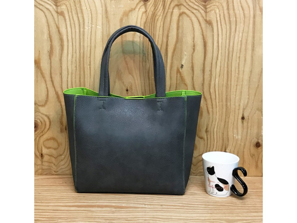 ジャストサイズ♪　PUコンビ・トート　BAGinBAG付き　GREY 2枚目の画像