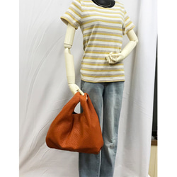 「LAST SALE♪」パンチングメッシュ♪　PUトート　2way セミショルダー　ORANGE 10枚目の画像