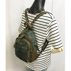 《SALE》人気♪カモフラ柄ナイロン　プチサイズ　リュック＆ワンショルダー　KHAKI 8枚目の画像