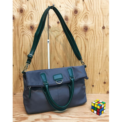 新色♬ ナイロン+フェイクレザー　4way BAG  C/GREY 5枚目の画像