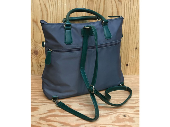 新色♬ ナイロン+フェイクレザー　4way BAG  C/GREY 9枚目の画像