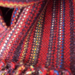手織り　赤系Mix ウール　マフラー　001 4枚目の画像