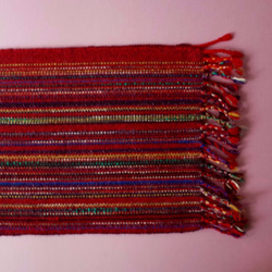 手織り　赤系Mix ウール　マフラー　001 7枚目の画像