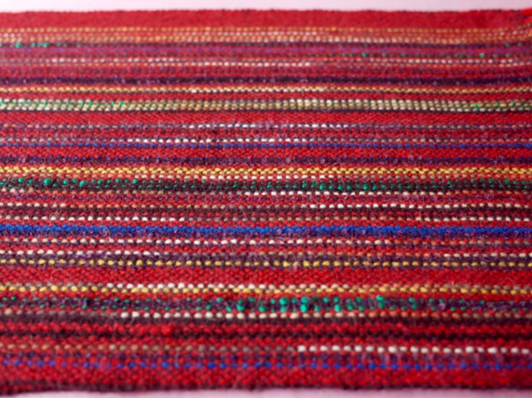 手織り　赤系Mix ウール　マフラー　001 8枚目の画像