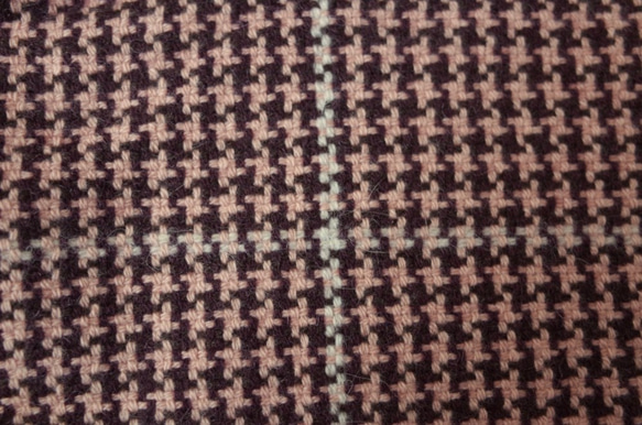 手織り　カシミヤ100％　千鳥格子コーラルピンク系/ホワイト格子　034 5枚目の画像