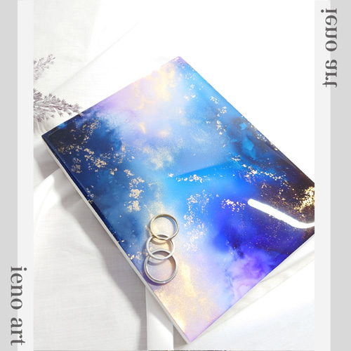 アルコールインクアート /宇宙風アートパネル【レジンコーティング
