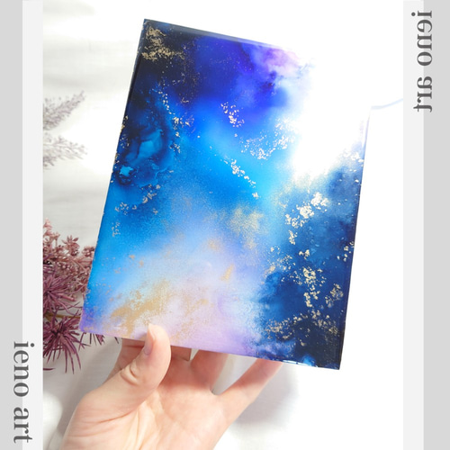 アルコールインクアート /宇宙風アートパネル【レジンコーティング
