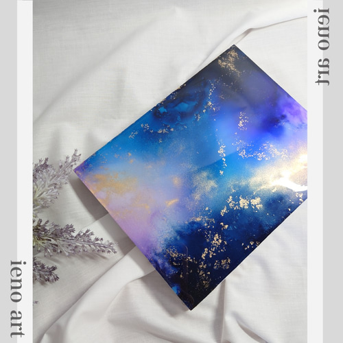 アルコールインクアート /宇宙風アートパネル【レジンコーティング