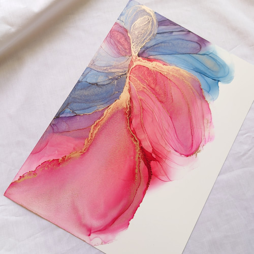 アルコールインクアート /赤青【A4原画】 その他アート ieno_art 通販