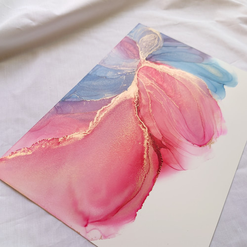 アルコールインクアート /赤青【A4原画】 その他アート ieno_art 通販