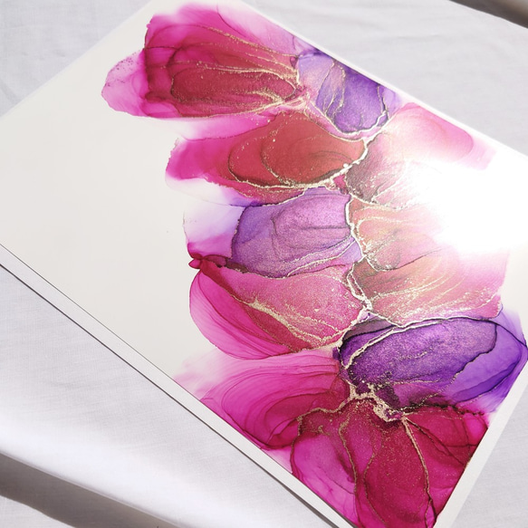 アルコールインクアート　インクアート　アートパネル　紫　インテリアアート アルコールインクアート アートパネル インクアート 青 紫 インテリア