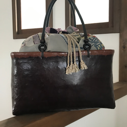 SALE　一閑張りバッグ　伊藤若冲　鶏　和風　鳥柄　柿渋　ハンドメイド 一閑張りバッグ 伊藤若冲 鶏 和風 鳥柄 柿渋 ハンドメイド