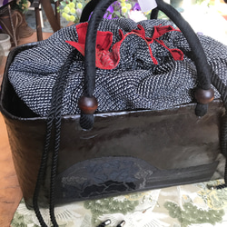 一閑張りバック…牡丹柄の帯を使って かごバッグ atelier-fumika 通販