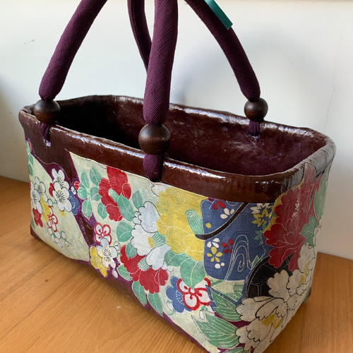 一閑張り・籠バッグ・・・古布でリメイク かごバッグ atelier