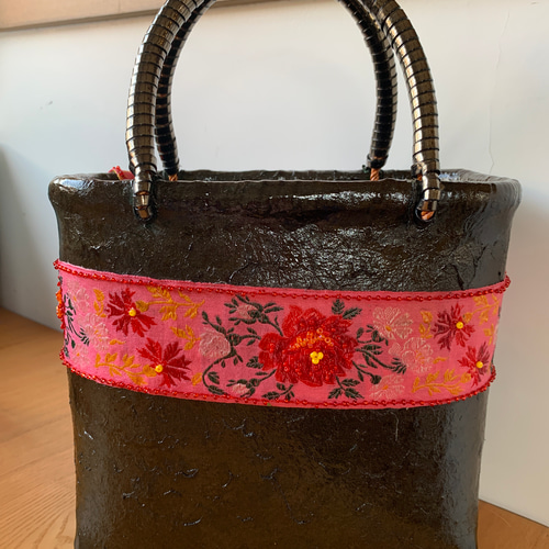 一閑張り籠バッグ...チロリアンテープ かごバッグ atelier-fumika 通販  