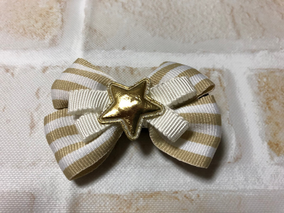 ☆ベビーヘアクリップ☆リボン×スター☆やっとこピン☆ ヘアピン