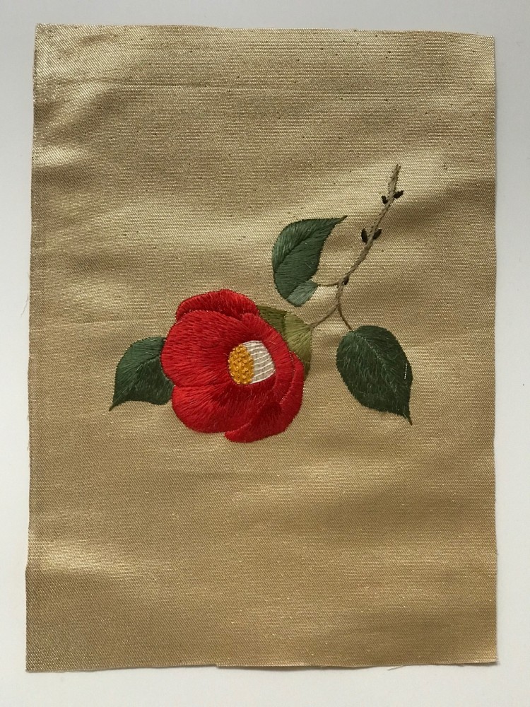 付下げ 一つ紋 地紋 刺繍 絵巻物 鶴 椿 日本画 入学式 NK-1173 正絹・椿・日本刺繍画 その他アート アトリエyas 通販 6405354