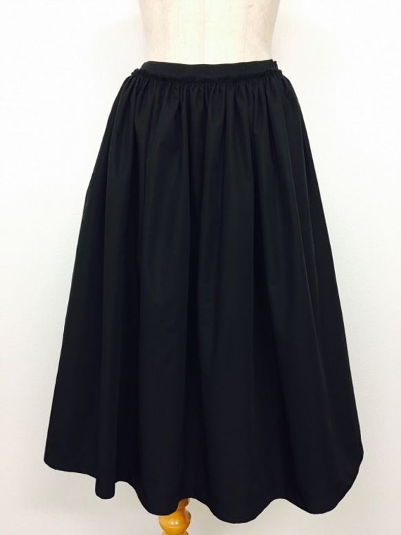 ギャザースカート（ブラック） 3枚目の画像