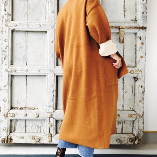 アドルフォドミンゲス☆メリノウールガウンコート ストール付き MだけどL相当 ストール付き ウールガウンコート（キャメル） コート Direct0301 通販