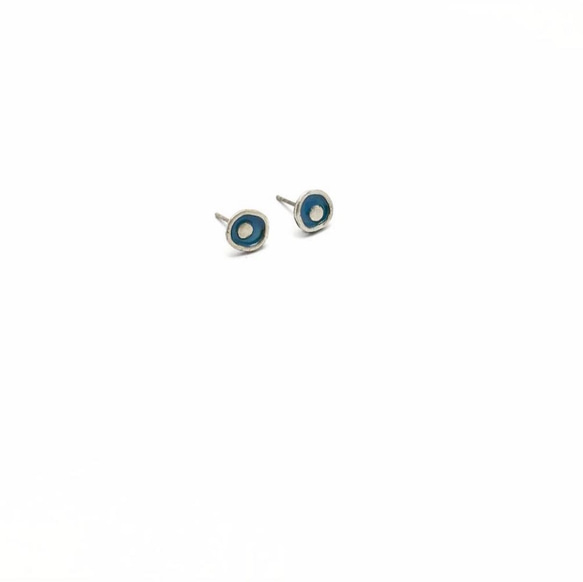 從心出發/純銀珐瑯耳環 /天藍色款 Silver Enamel Earrings 第1張的照片