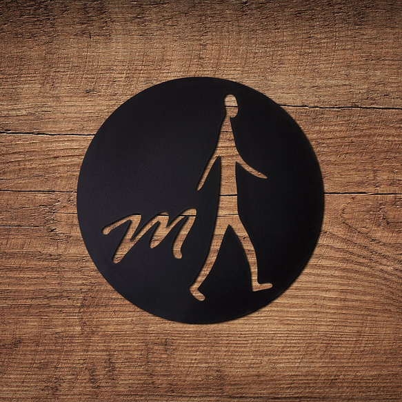 【OPUSDongqiMetal Works】ヨーロピアンスタイルの錬鉄製トイレサイン「出会い」-男女ラウンドセット（ブラック） 5枚目の画像