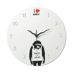 限時特價【OPUS東齊金工】歐式鐵藝時鐘Banksy黑猩猩(白)/英國藝術家班克斯/獨家限量授權/靜音壁掛鐘/靜音機芯 第2張的照片