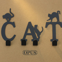 【OPUS東齊金工】當貓咪遇上字母C掛勾黑/壁飾掛勾/傢飾掛架/生活收納/衣架/造型掛鉤/無痕/HO-ca10-C(B) 第4張的照片