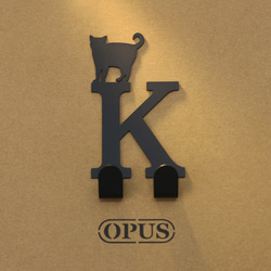【OPUS東齊金工】當貓咪遇上字母K掛勾黑/壁飾掛勾/傢飾掛架/生活收納/衣架/造型掛鉤/無痕/HO-ca10-K(B) 第1張的照片