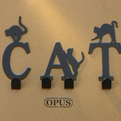 【OPUS東齊金工】當貓咪遇上字母T掛勾黑/壁飾掛勾/傢飾掛架/生活收納/衣架/造型掛鉤/無痕/HO-ca10-T(B) 第4張的照片