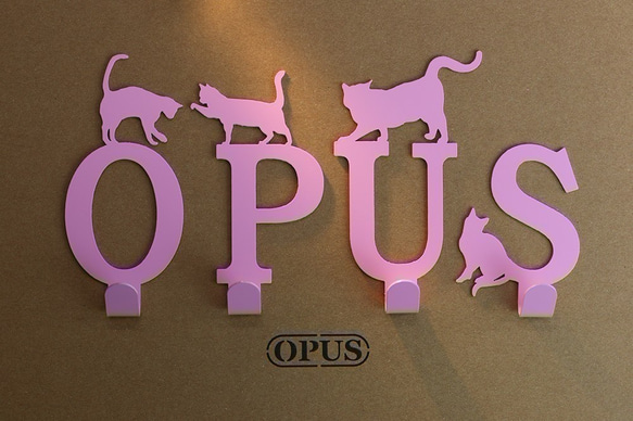 [OPUS Dongqi Metalworking]猫が手紙に出会うとピンク/壁掛けフック/家具ラック/居間/ハンガー/スタイリ 2枚目の画像