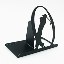 [OPUS Dongqi Metalwork]ヨーロッパの鍛鉄製ブックエンド - ゴルフ（黒）/創造的な本棚/メタルブックフォル 1枚目の画像