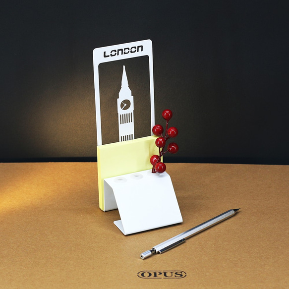 【OPUS東齊金工】英國倫敦大笨鐘-便條筆座(白)/歐式鐵藝城市建築筆插筆架/便利貼memo紙收納PE-bi16(W) 第2張的照片