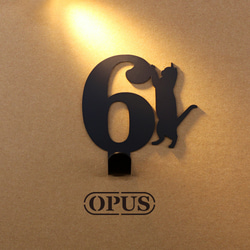 【OPUS東齊金工】當貓咪遇上數字6掛勾黑/壁飾掛勾/傢飾掛架/生活收納/衣架/造型掛鉤/無痕/HO-nb12-6(B) 第1張的照片