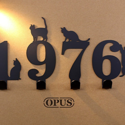 【OPUS東齊金工】當貓咪遇上數字8掛勾黑/壁飾掛勾/傢飾掛架/生活收納/衣架/造型掛鉤/無痕/HO-nb12-8(B) 第2張的照片
