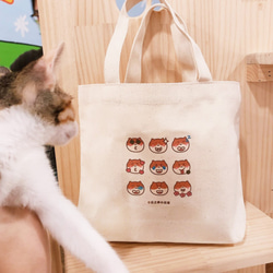 グアピ猫の9つの正方形グリッドキャンバストートバッグ（ランチバッグ）手書きキャンバスバッグ 5枚目の画像
