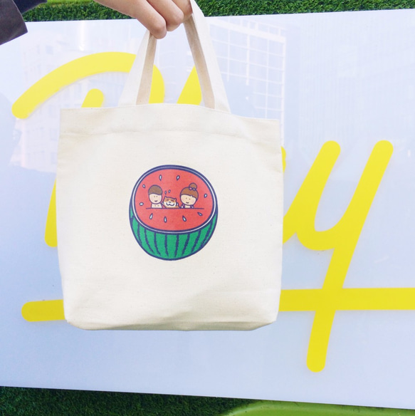 西瓜の日常 帆布手提袋(午餐袋) 手工印製 Canvas bag 第5張的照片