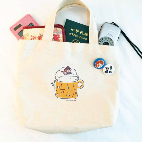 微醺の日常 帆布手提袋(午餐袋)  雙杯飲料袋 手工印製 Canvas bag 第1張的照片