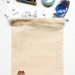 愛你の貓 帆布束口袋 手工印製 Drawstring bag 第8張的照片