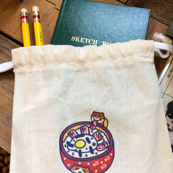 丼飯の日常 貓帆布束口袋 手工印製 Drawstring bag 第4張的照片