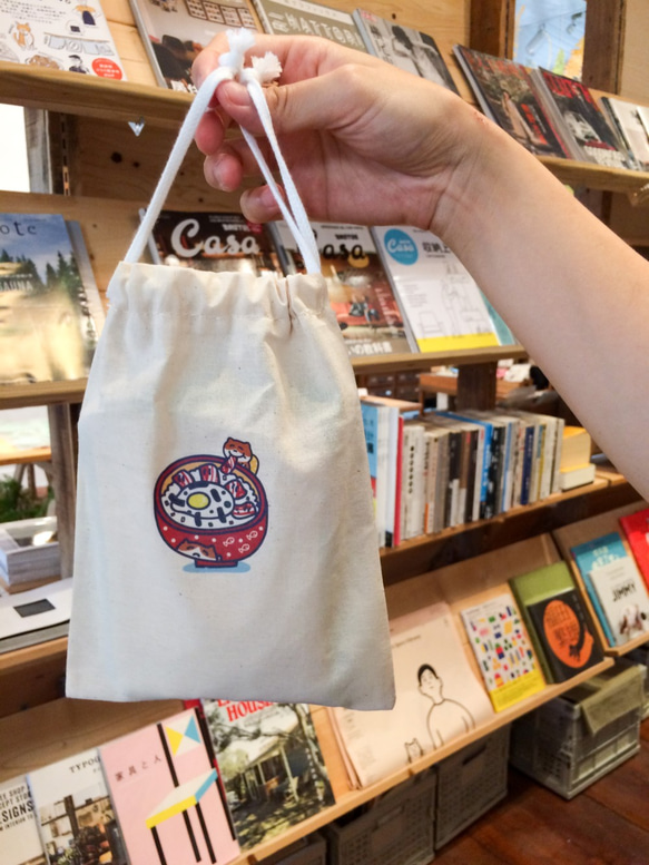 丼飯の日常 貓帆布束口袋 手工印製 Drawstring bag 第5張的照片