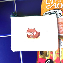 貪欲な猫の日々のキャンバスの財布（財布）ハンドプリントコインバッグ 2枚目の画像