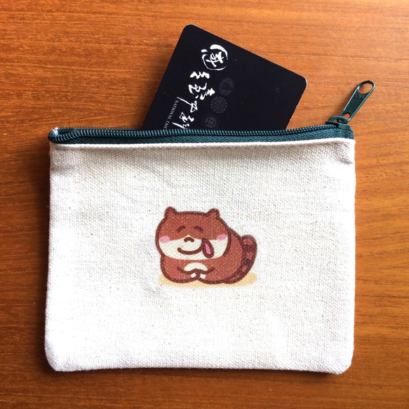 貪欲な猫の日々のキャンバスの財布（財布）ハンドプリントコインバッグ 5枚目の画像