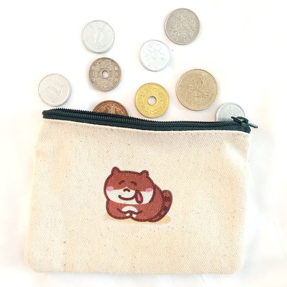 貪欲な猫の日々のキャンバスの財布（財布）ハンドプリントコインバッグ 6枚目の画像
